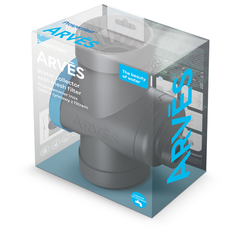 Łapacz rynnowy z filtrem do zbiorników na wodę deszczową Water collector with mesh filter